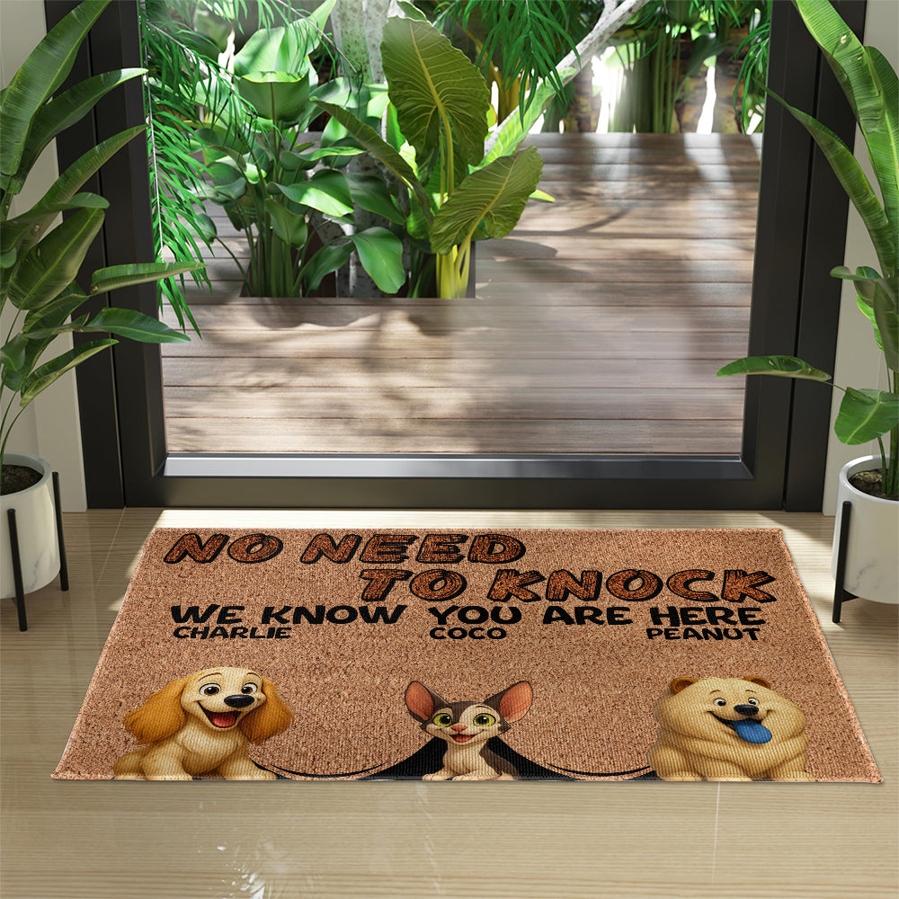 Personalized No Need To Knock Doormat - Up to 6 Pets - Decorative Mat - Custom Doormat V2