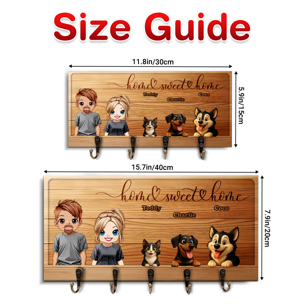 Personalized Keyholder with People and Peeking Pets - Keyholder - Personalized Family Gift - Up to 5 Pets