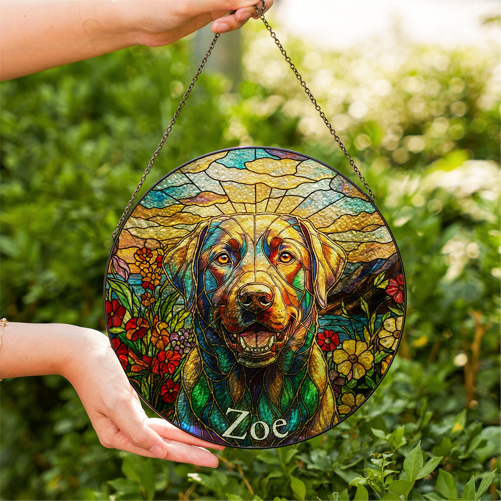 Personalized Dog Portrait Stained Glass Ornament