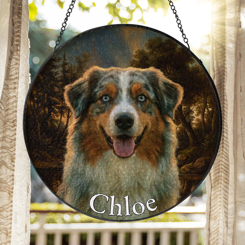 Personalized Dog Portrait Stained Glass Ornament