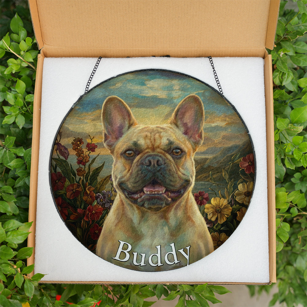 Personalized French Bulldog Portrait Stained Glass Ornament