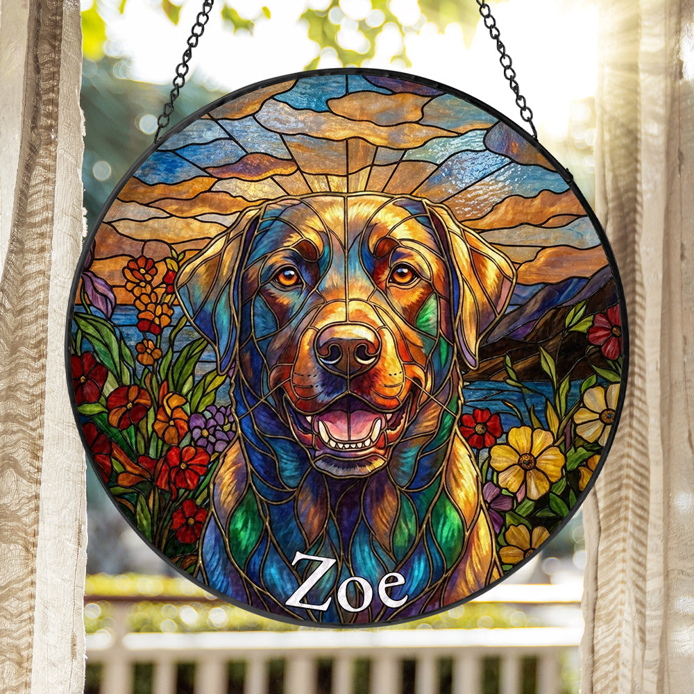 Personalized Dog Portrait Stained Glass Ornament