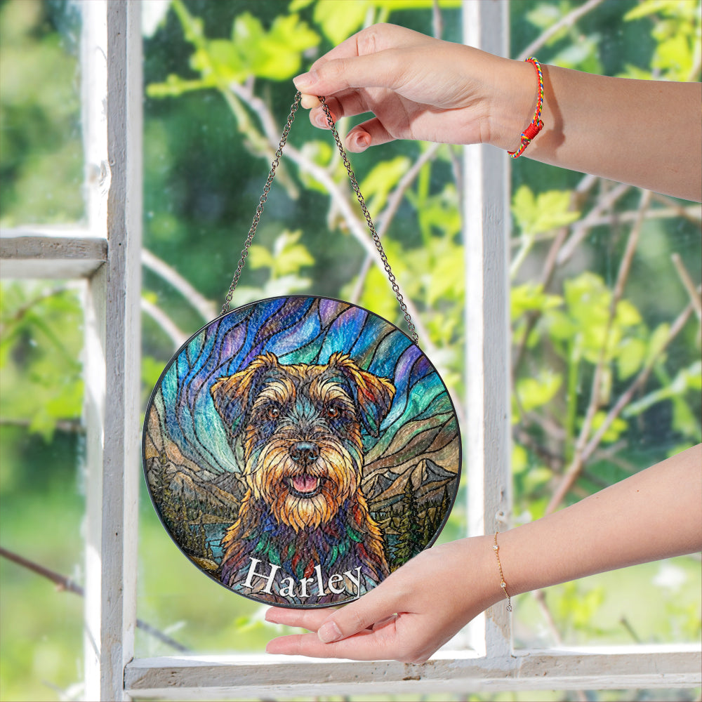 Personalized Pet Portrait Stained Glass Ornament