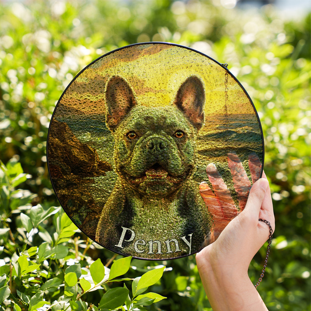 Personalized French Bulldog Portrait Stained Glass Ornament
