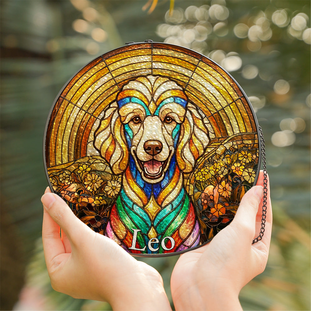 Personalized Dog Portrait Stained Glass Ornament