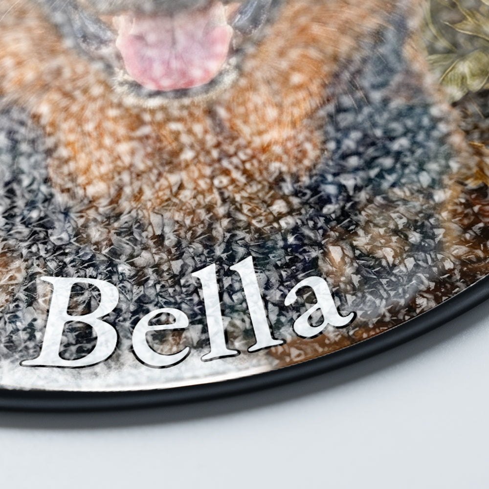 Personalized German Shepherd Daisies Stained Glass Ornament