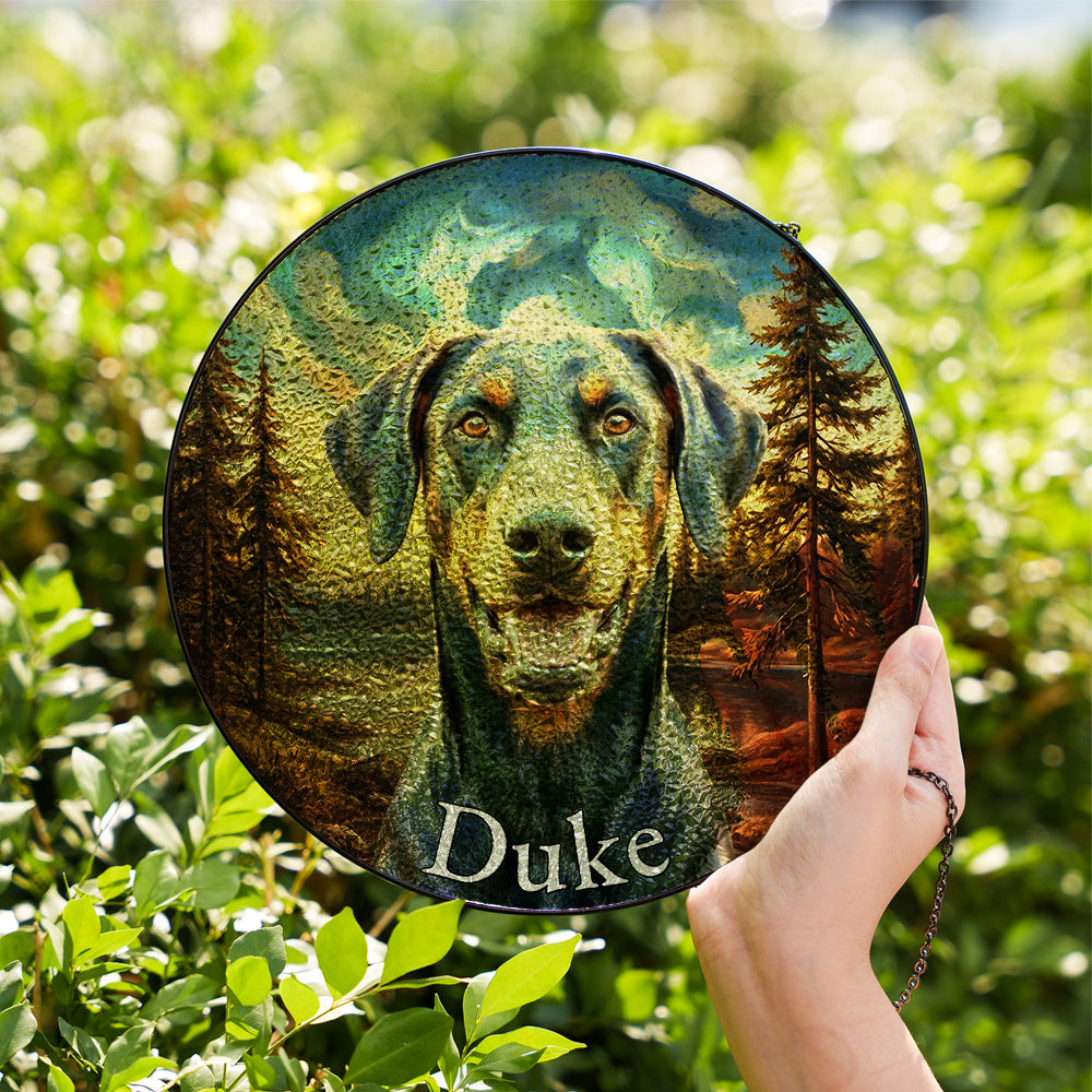 Personalized Dog Portrait Stained Glass Ornament