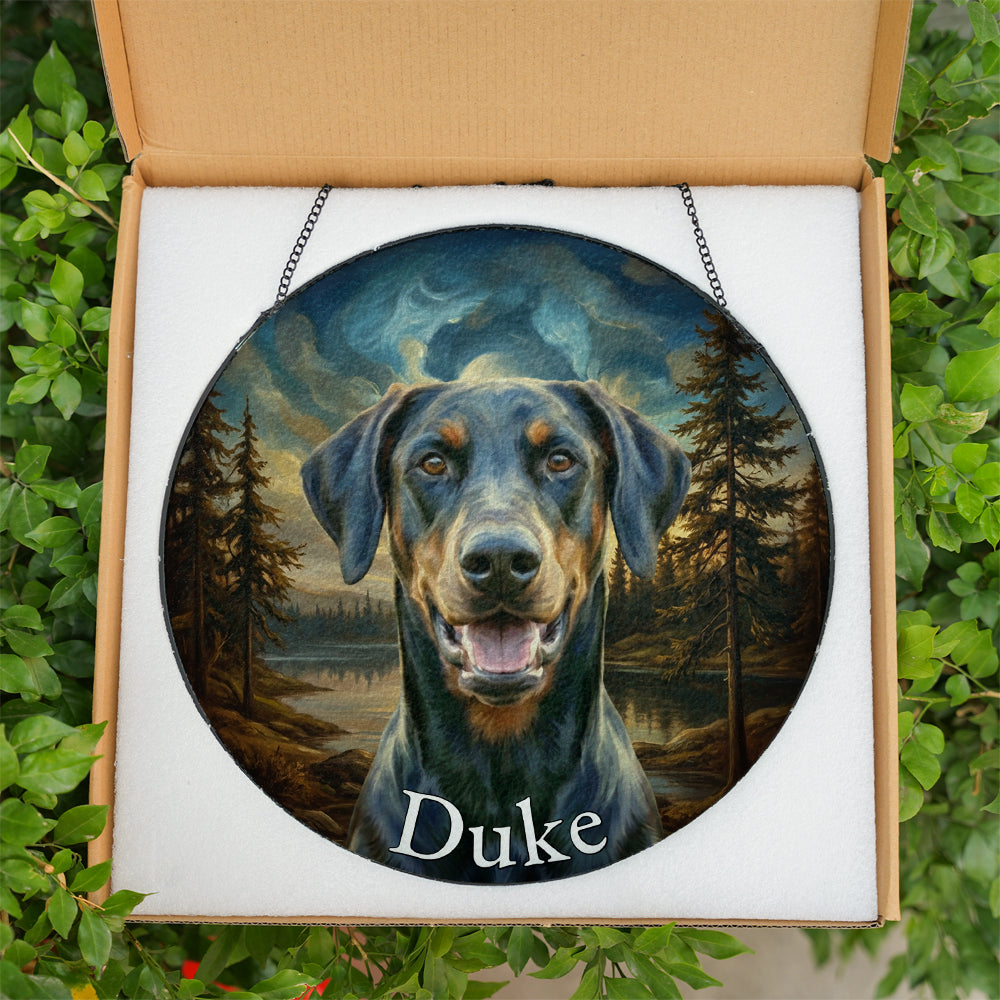 Personalized Dog Portrait Stained Glass Ornament