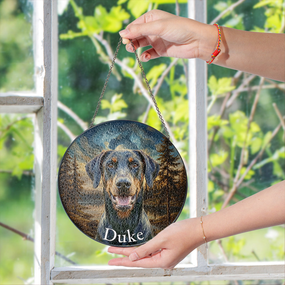 Personalized Dog Portrait Stained Glass Ornament