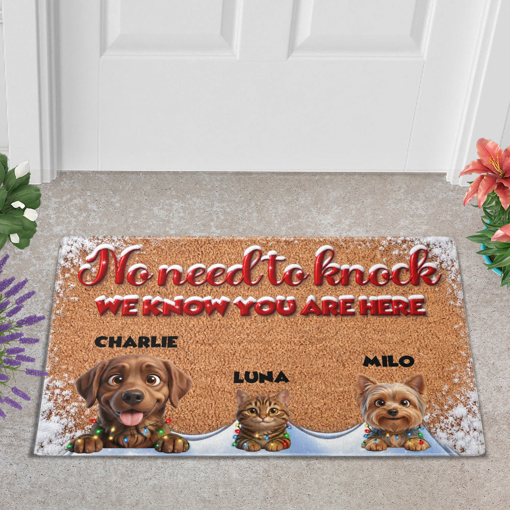 Personalized Pet Doormat – Snowy Christmas Lights
