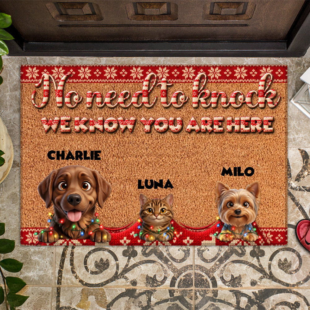 Personalized Pet Doormat – Christmas Lights Knit Border – Foto 2