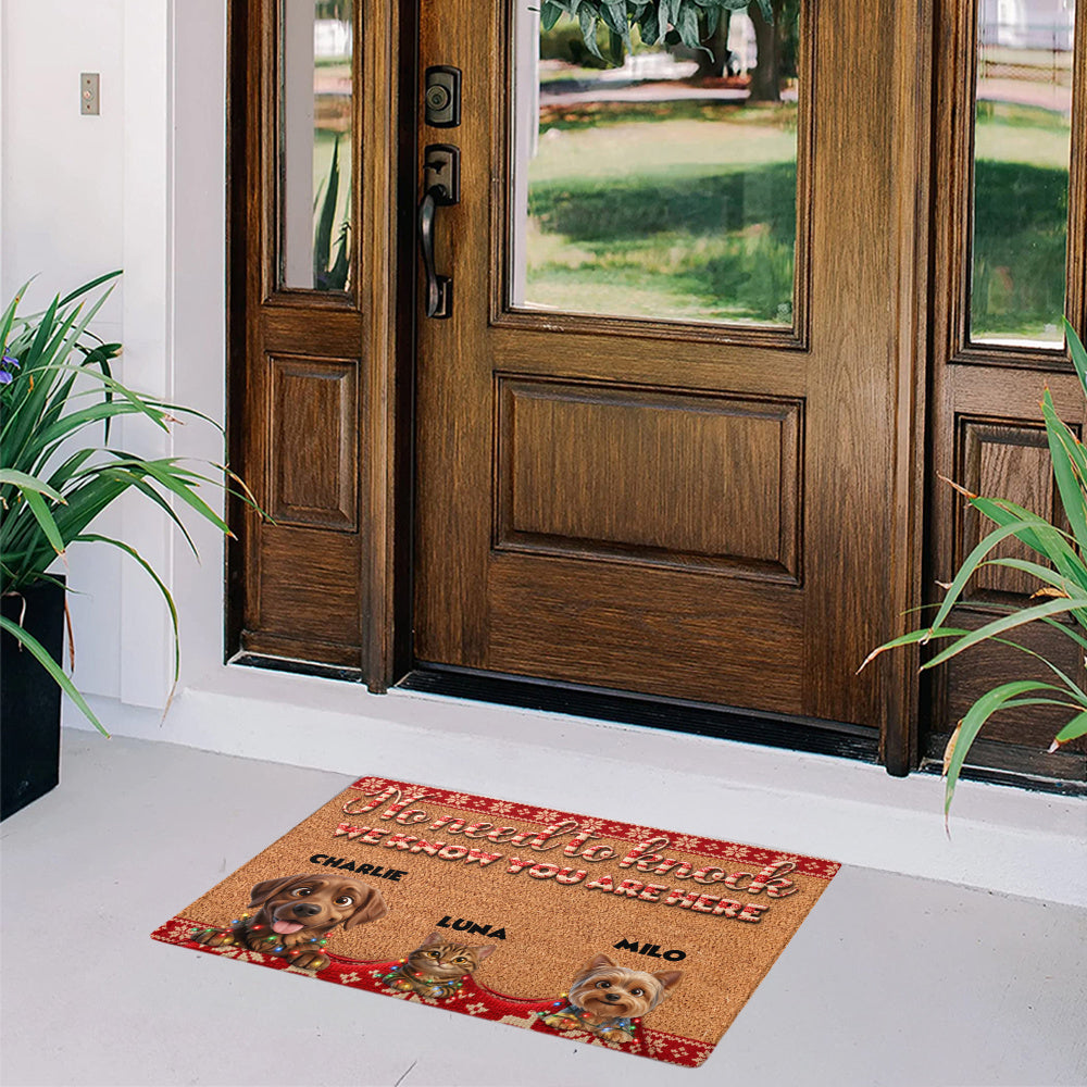 Personalized Pet Doormat – Christmas Lights Knit Border – Foto 5