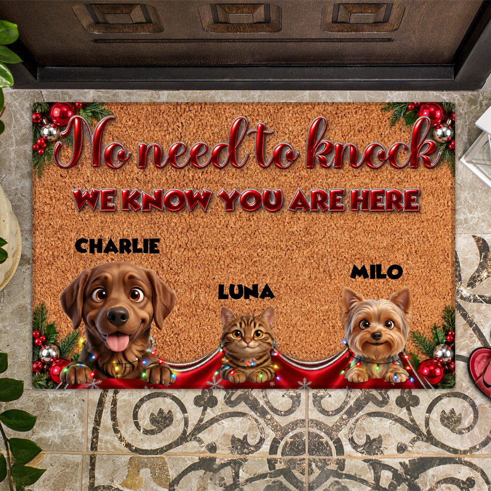 Personalized Pet Doormat – Christmas Lights and Baubles – photo 2