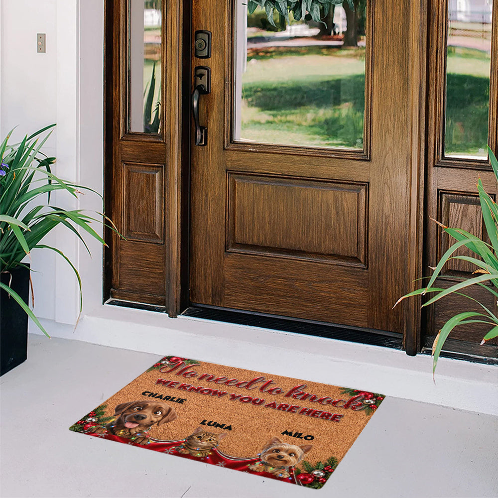 Personalized Pet Doormat – Christmas Lights and Baubles – photo 5