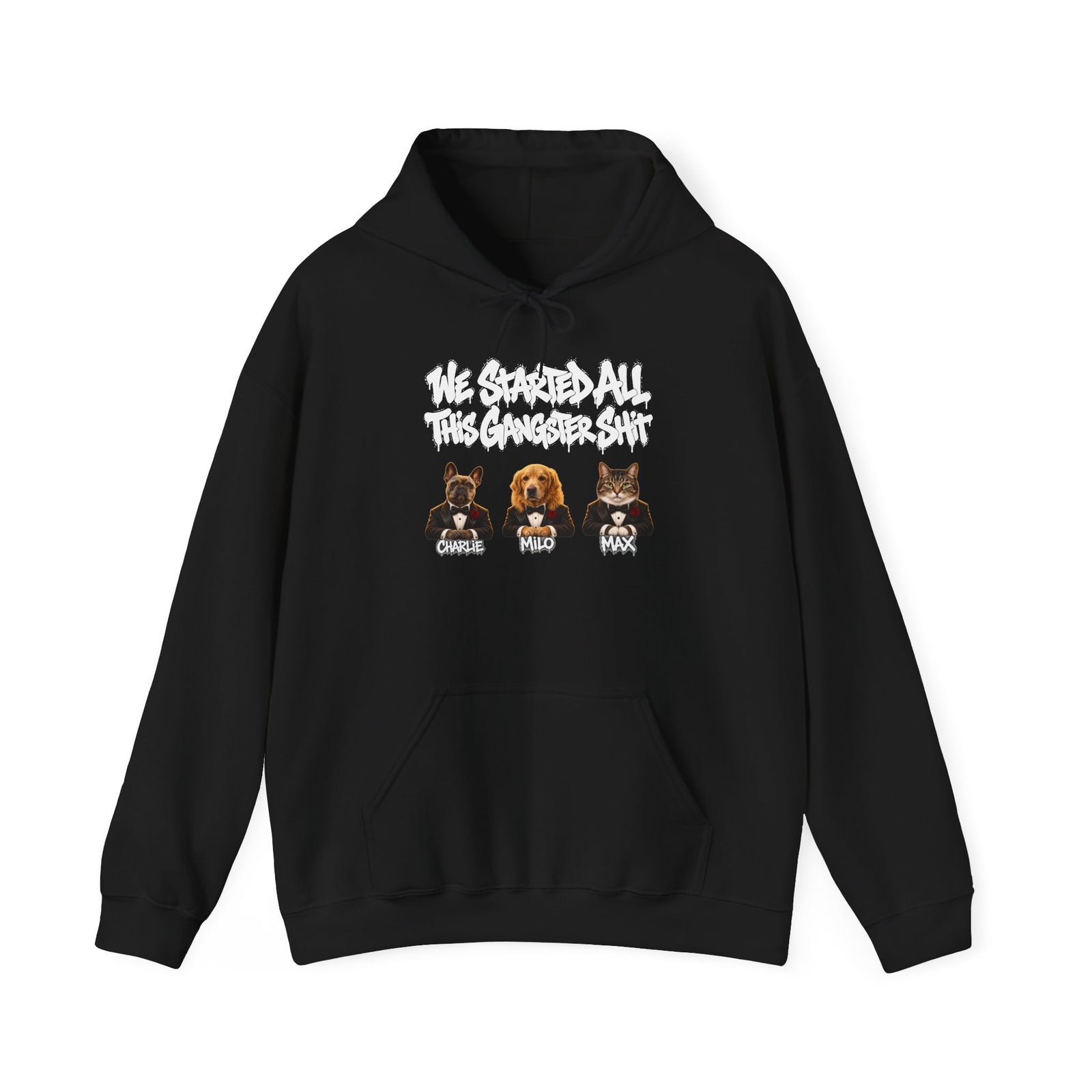 Personalized Gangster Pet Portrait Hoodie from Photo – Graffiti, Pets with Names