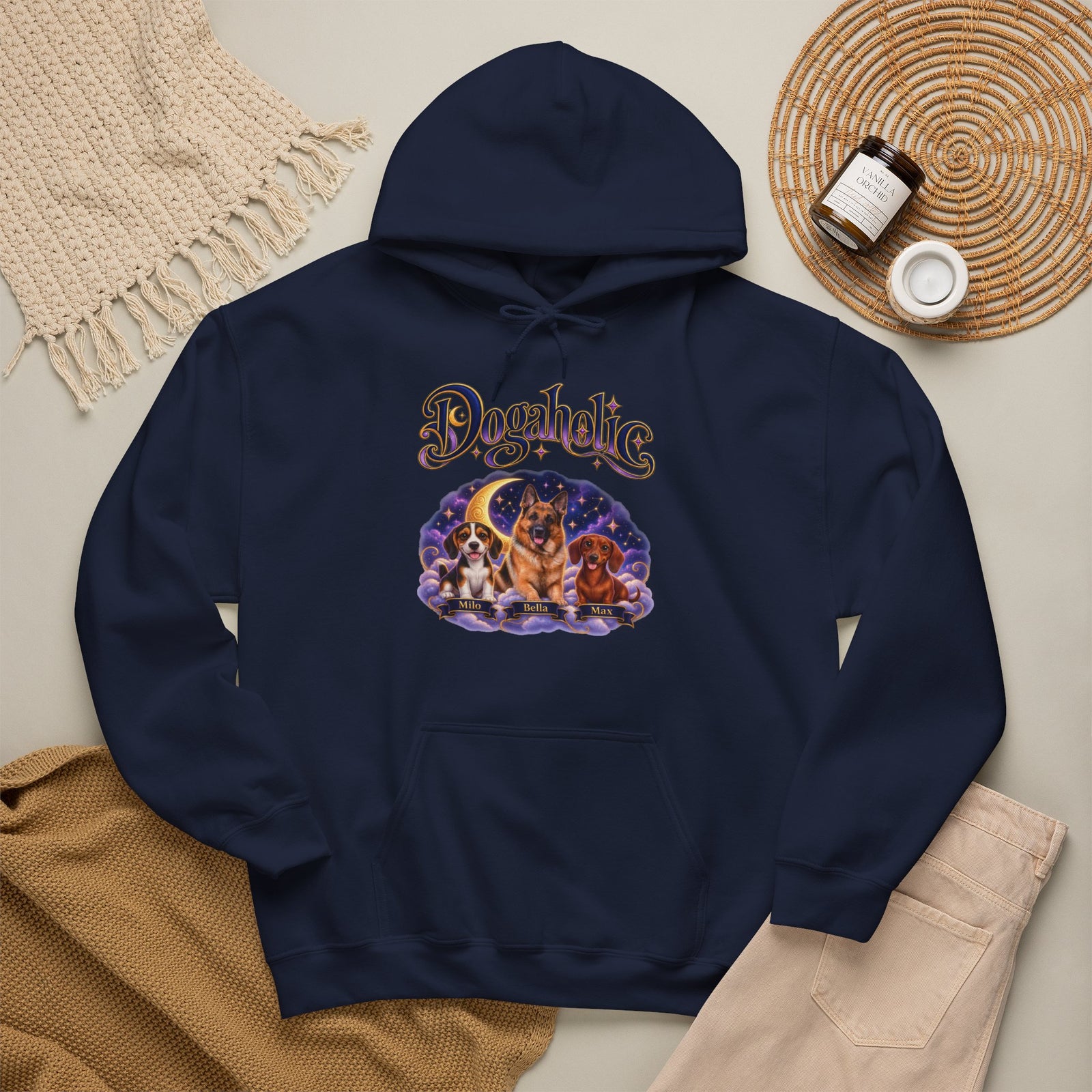 Personalized Dog Hoodie – Dogaholic Celestial Moon – Foto 2