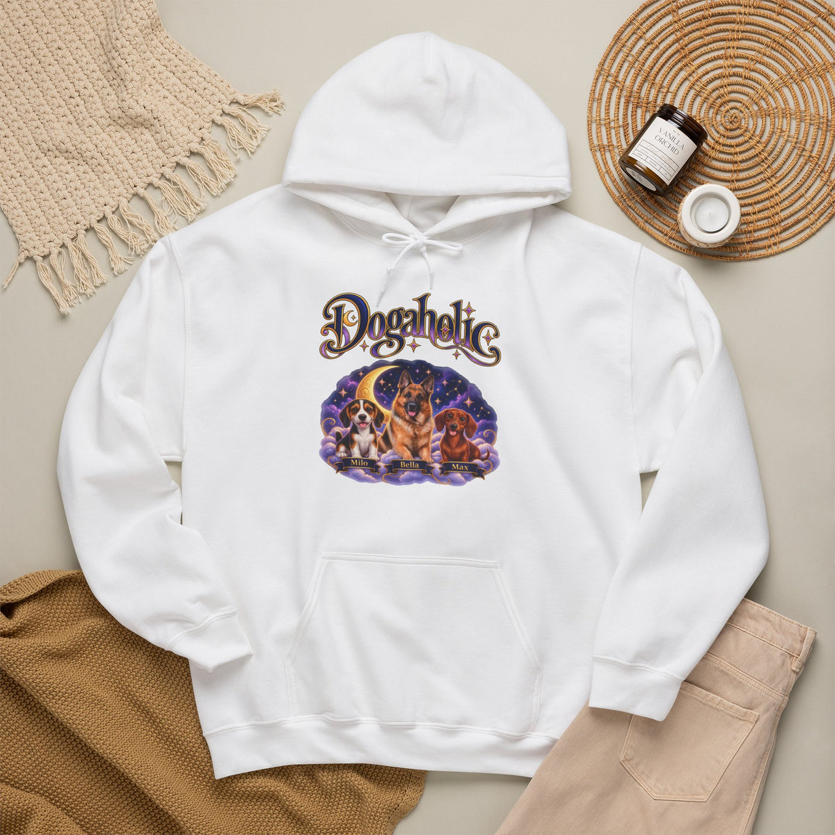 Personalized Dog Hoodie – Dogaholic Celestial Moon – Foto 8