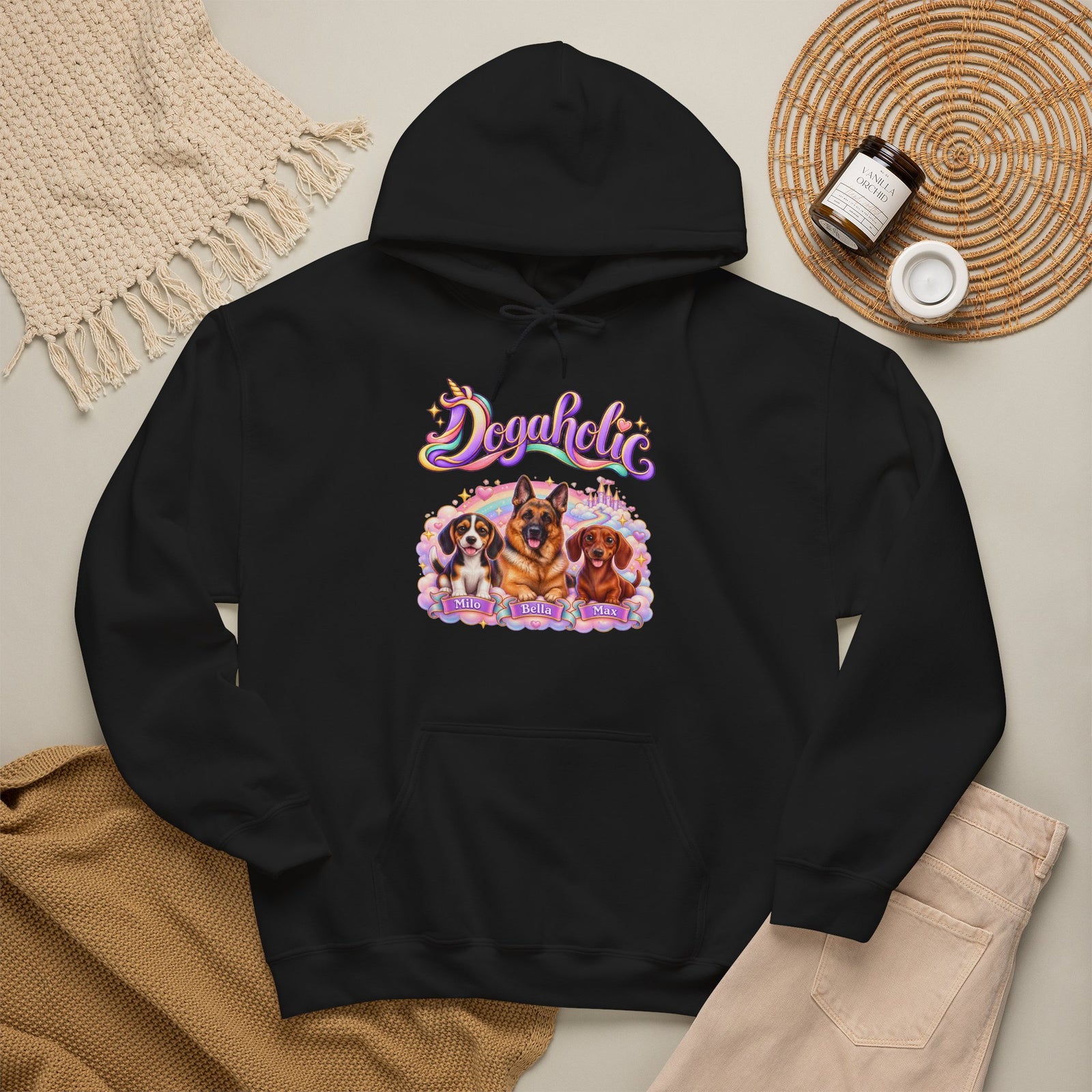 Personalized Dog Hoodie – Dogaholic Pastel Rainbow – photo 11