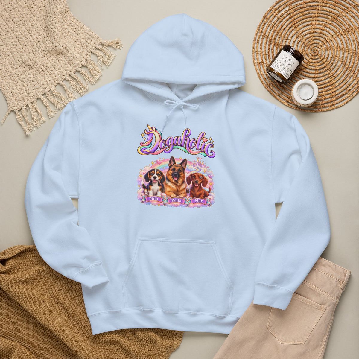 Personalized Dog Hoodie – Dogaholic Pastel Rainbow – photo 20