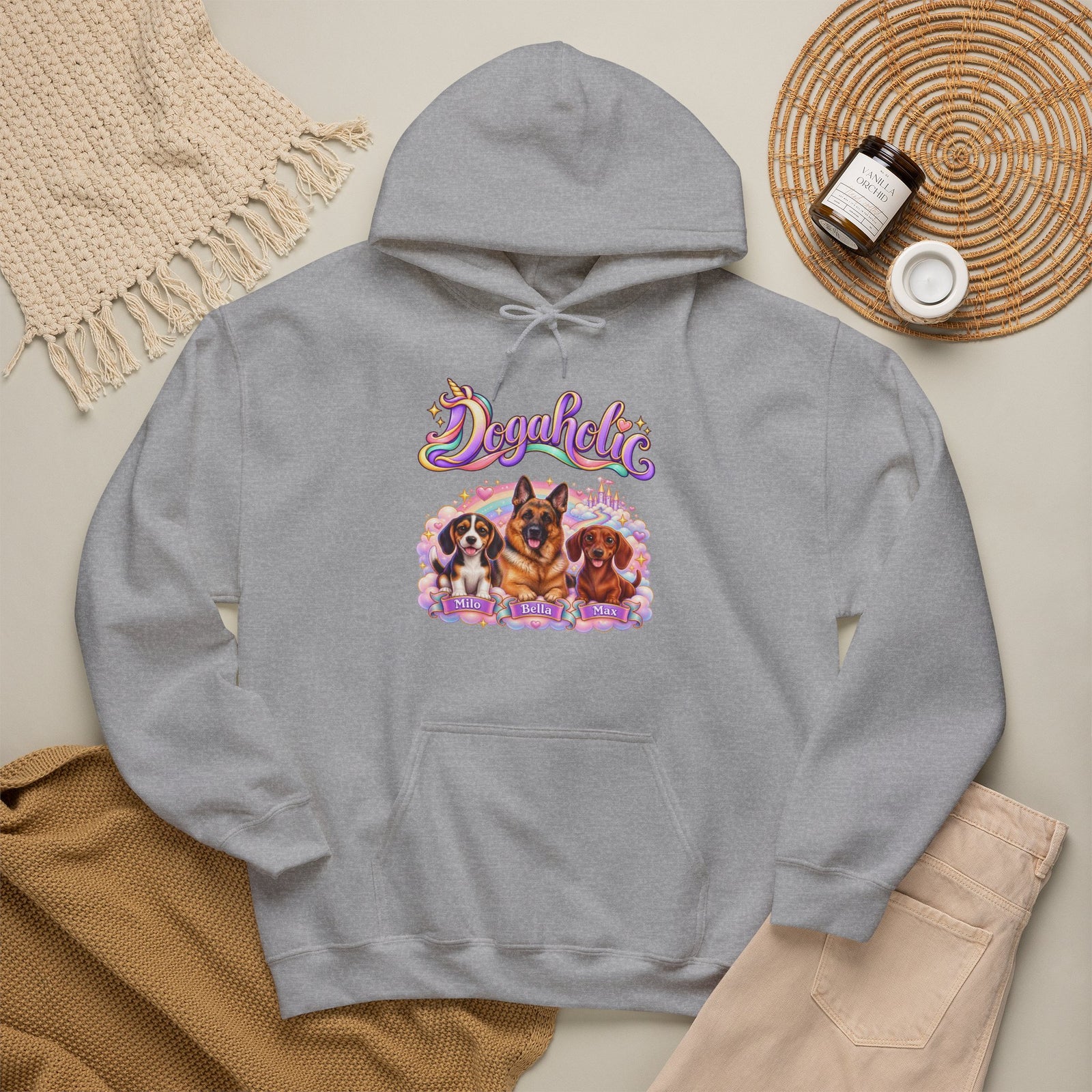 Personalized Dog Hoodie – Dogaholic Pastel Rainbow – photo 5