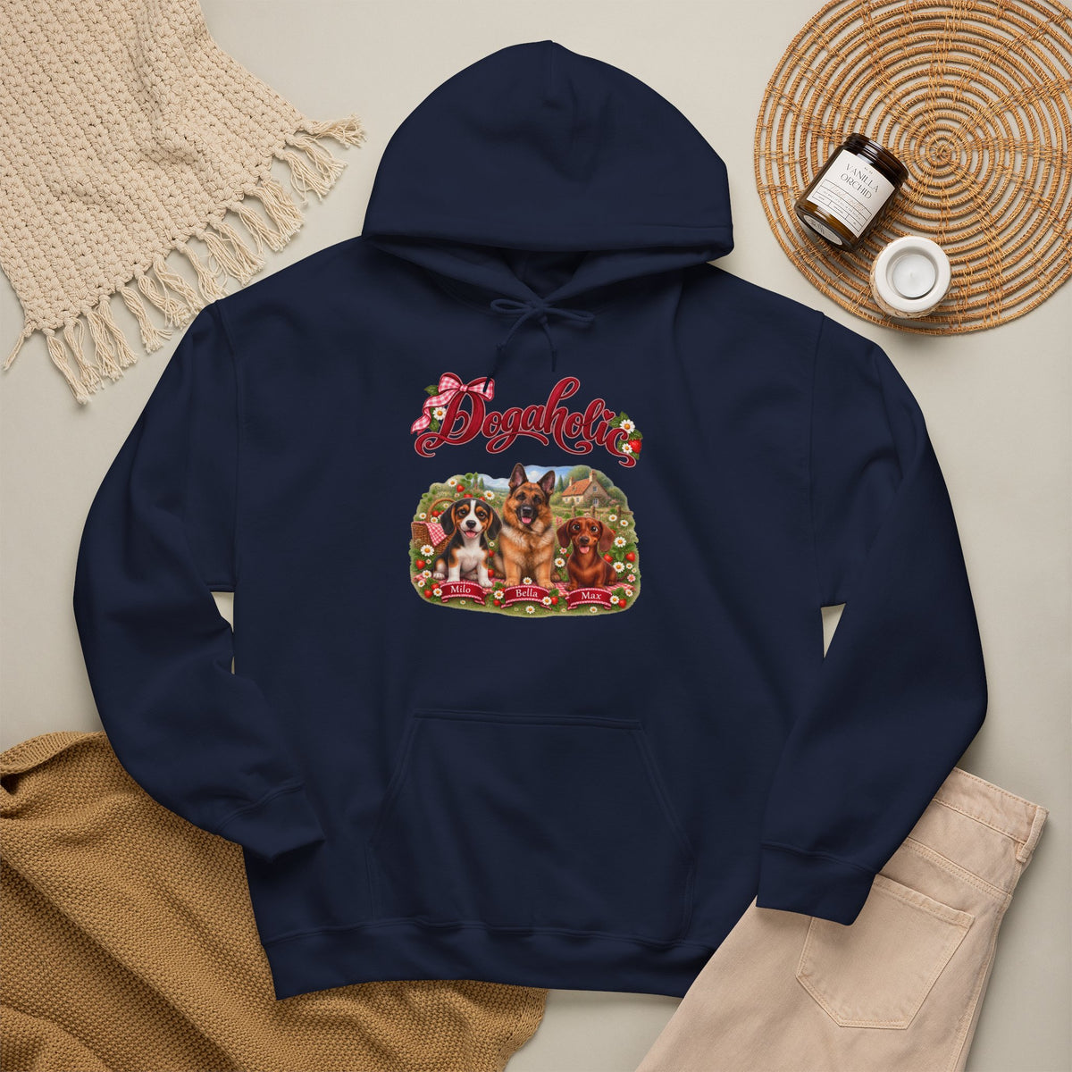 Personalized Dog Hoodie – Dogaholic Strawberry Picnic – Foto 2