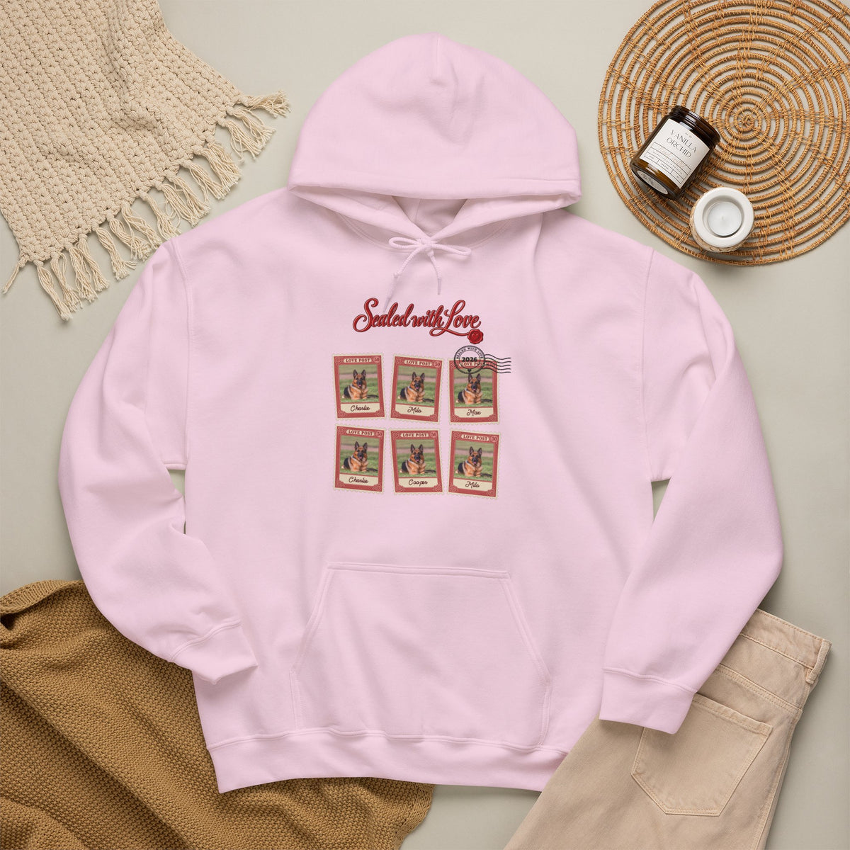 Personalized Dog Hoodie – Love Post Pet Name Stamps – photo 17