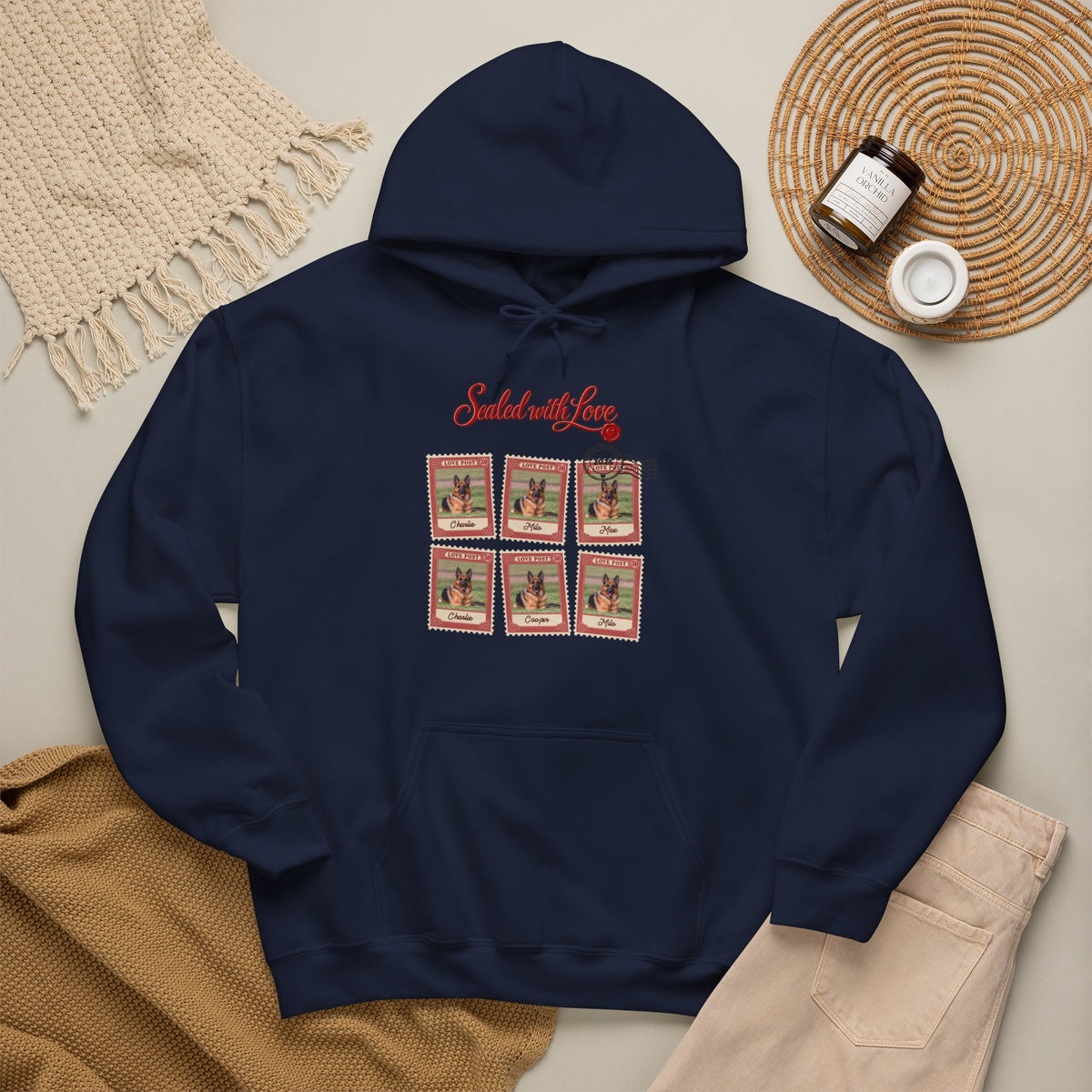 Personalized Dog Hoodie – Love Post Pet Name Stamps – photo 2