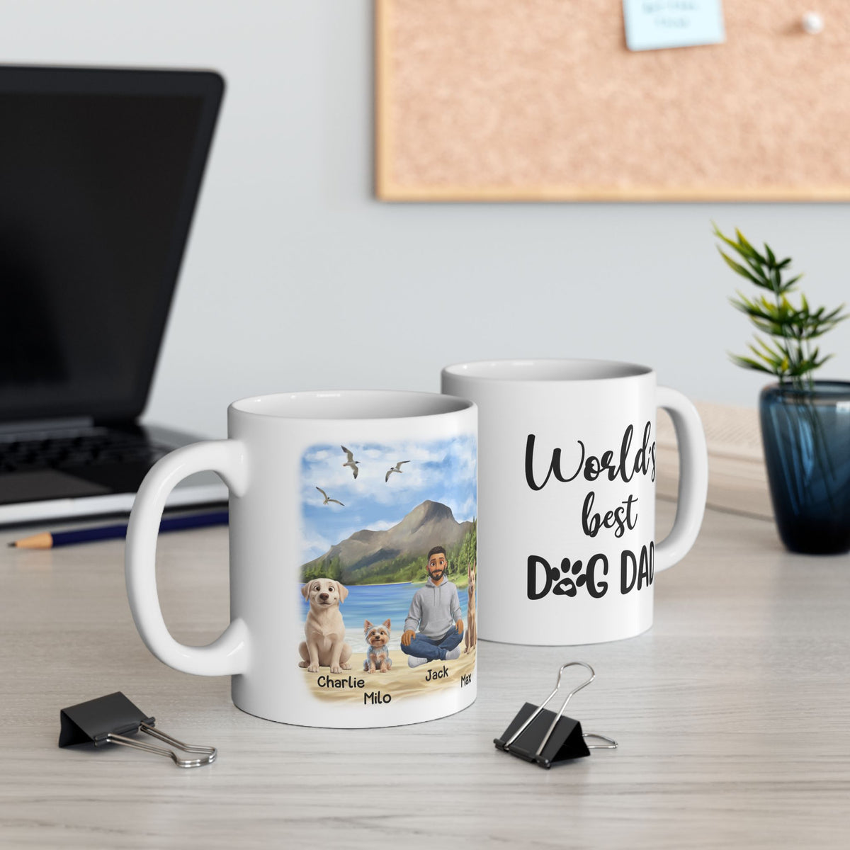 Dog Dad Mug - Best Friends Mug - Personalized Dog Dad Up To 4 Dogs – photo 3