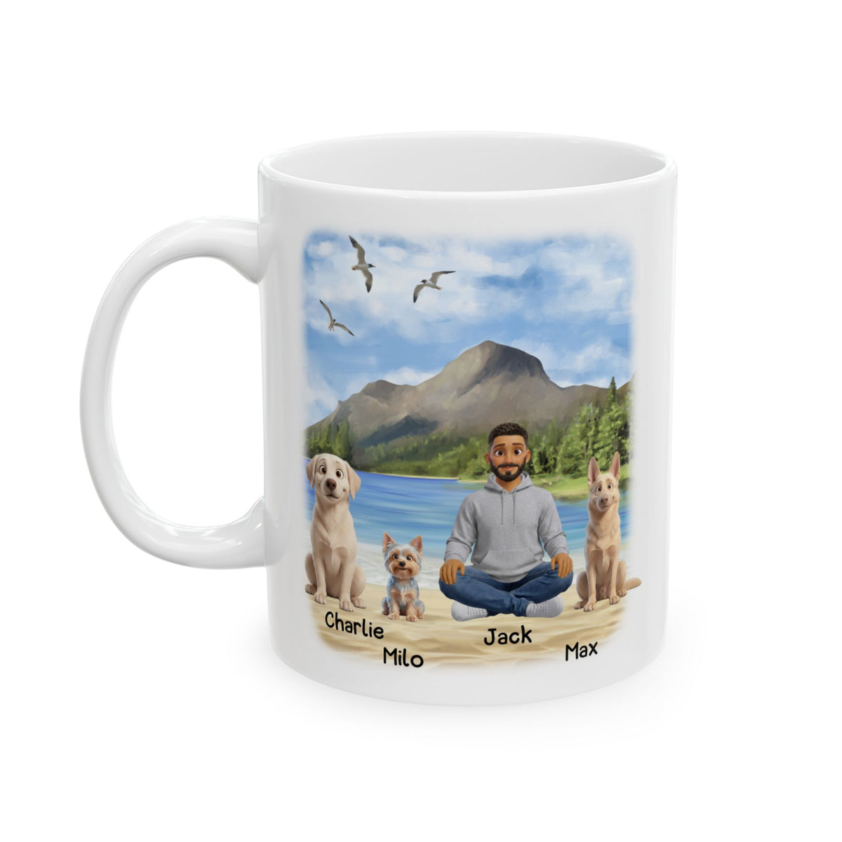 Dog Dad Mug - Best Friends Mug - Personalized Dog Dad Up To 4 Dogs
