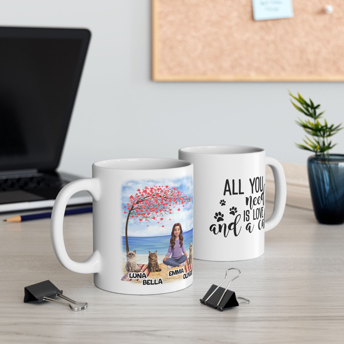 Tasse « Maman Chat » - Tasse personnalisée « Maman Chat » - Jusqu'à 6 chats  – photo 3