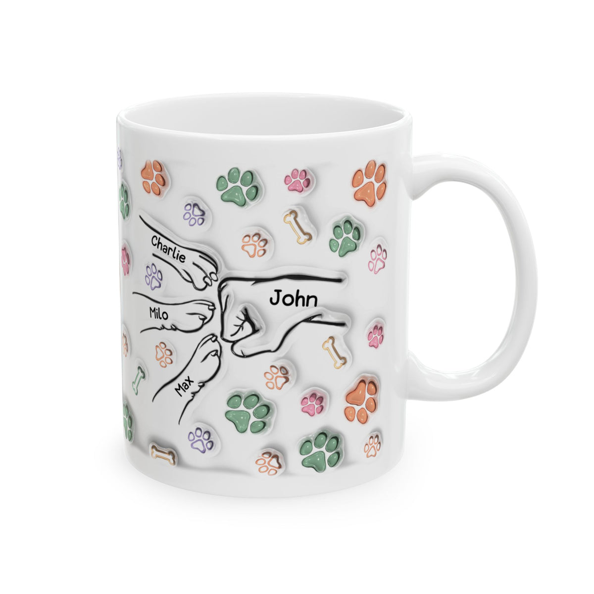 Dog Dad Mug - 3D Inflated Effect - Personalized Dog Dad Mug with Up To 6 Dogs – photo 2