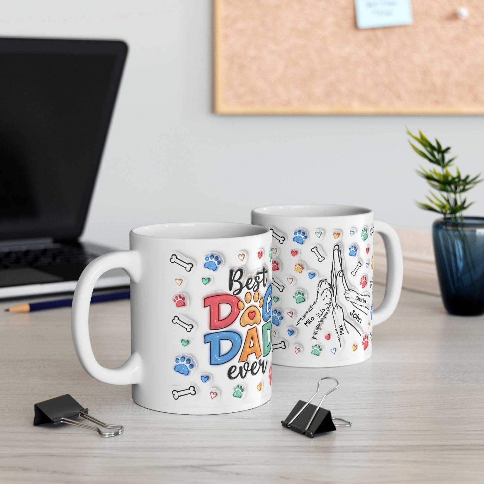 Dog Dad Mug - 3D Inflated Effect - Personalized Dog Dad Mug with Up To 6 Dogs – photo 3