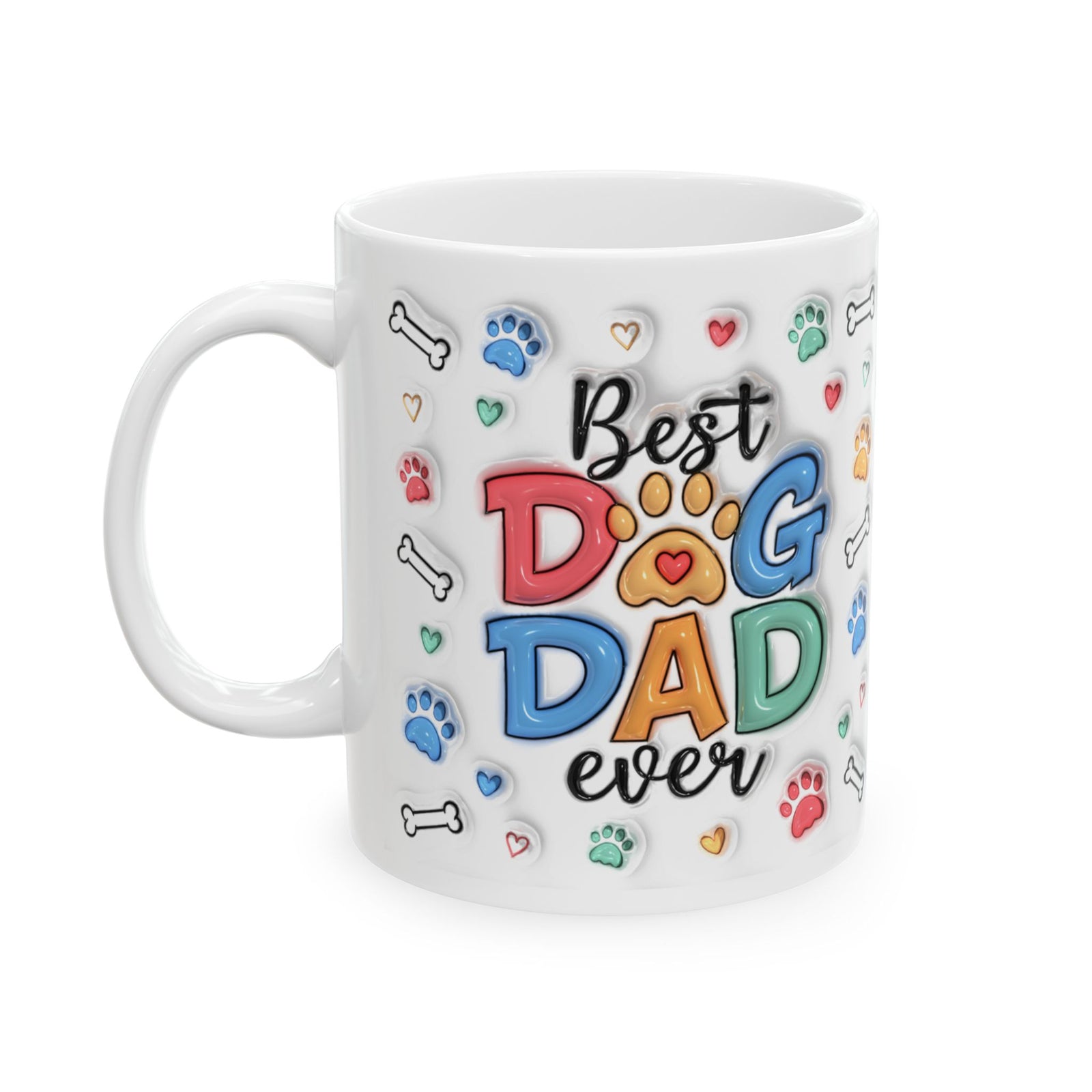 Dog Dad Mug - 3D Inflated Effect - Personalized Dog Dad Mug with Up To 6 Dogs