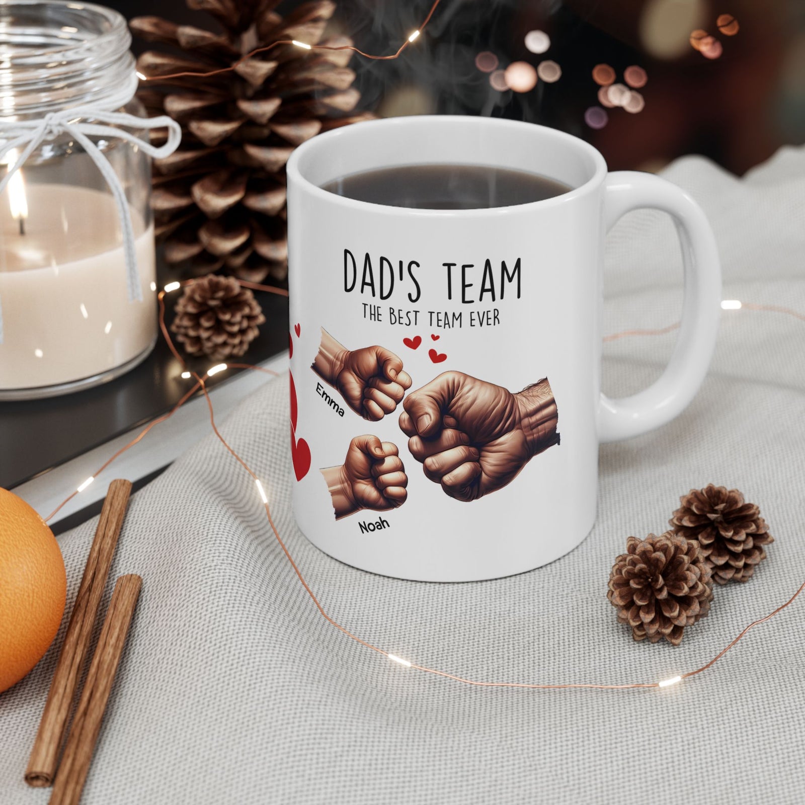 Papa-Tasse – Papas Team-Tasse – Personalisiertes Vatertagsgeschenk – Bis zu 6 Kinder  – Foto 5