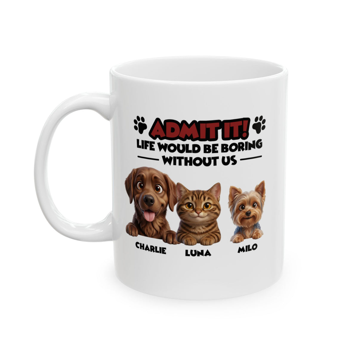 Personalized Pets Mug - Up to 6 Pets - Gift for Pet Parent