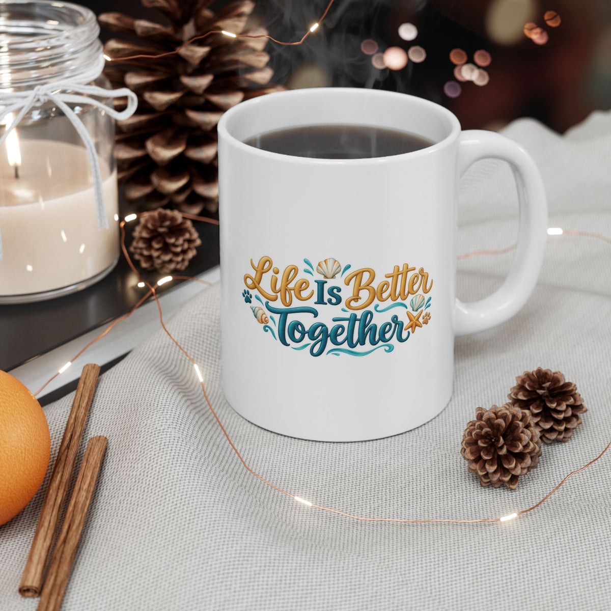 Personalized Coffee Mug with Pets and People – Ocean Beach – photo 5