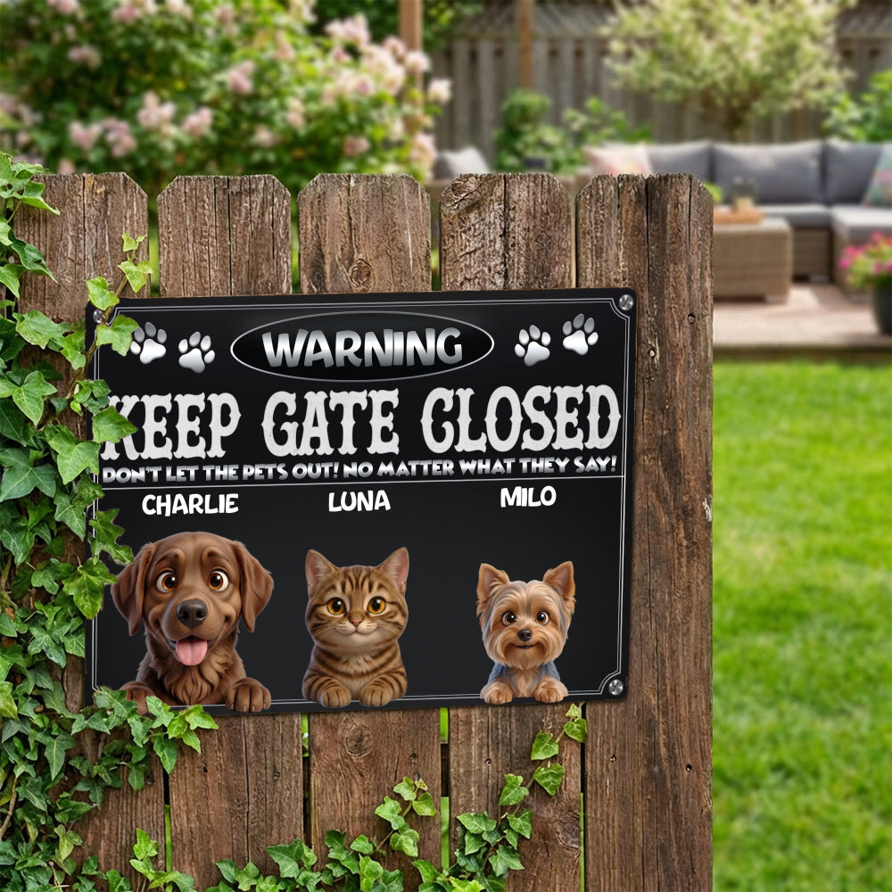 Personalized Dog Metal Sign – Keep Gate Closed Pets – Foto 2