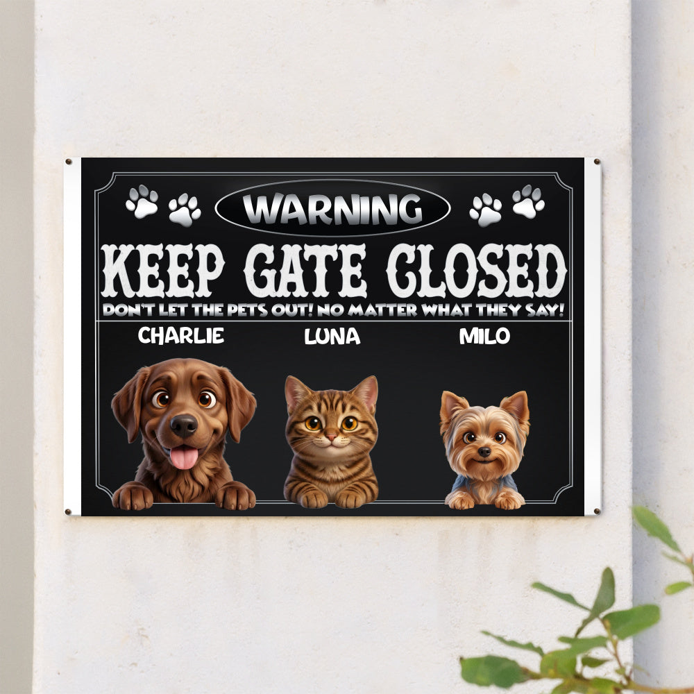 Personalized Dog Metal Sign – Keep Gate Closed Pets – Foto 5