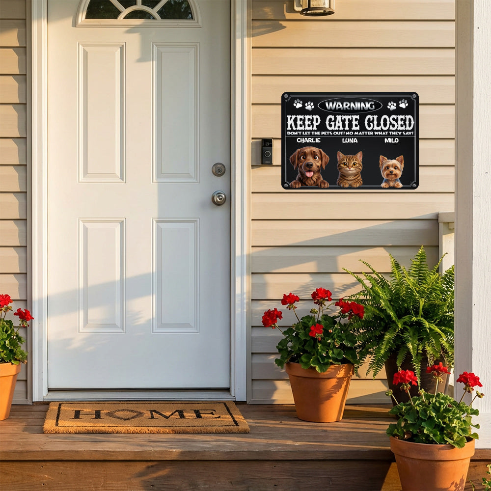 Personalized Dog Metal Sign – Keep Gate Closed Pets – Foto 7