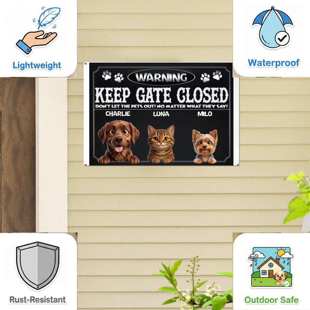 Personalized Dog Metal Sign – Keep Gate Closed Pets – Foto 8
