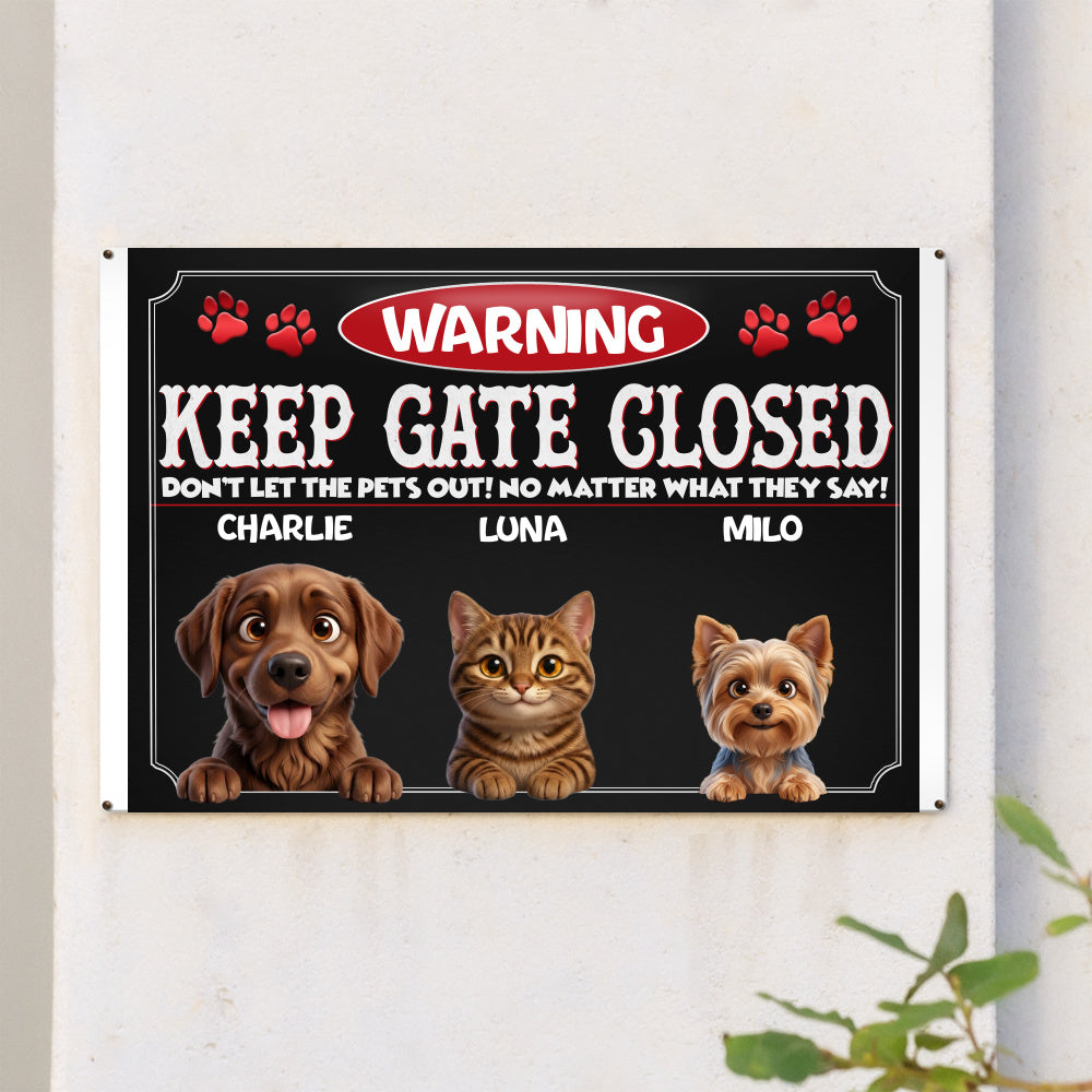 Personalized Dog Metal Sign – Pets Gate Warning – photo 5