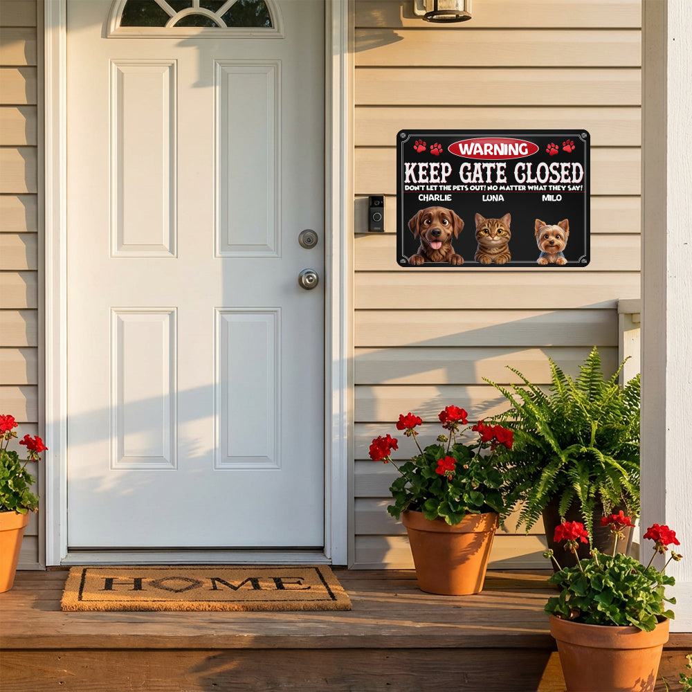Personalized Dog Metal Sign – Pets Gate Warning – photo 7