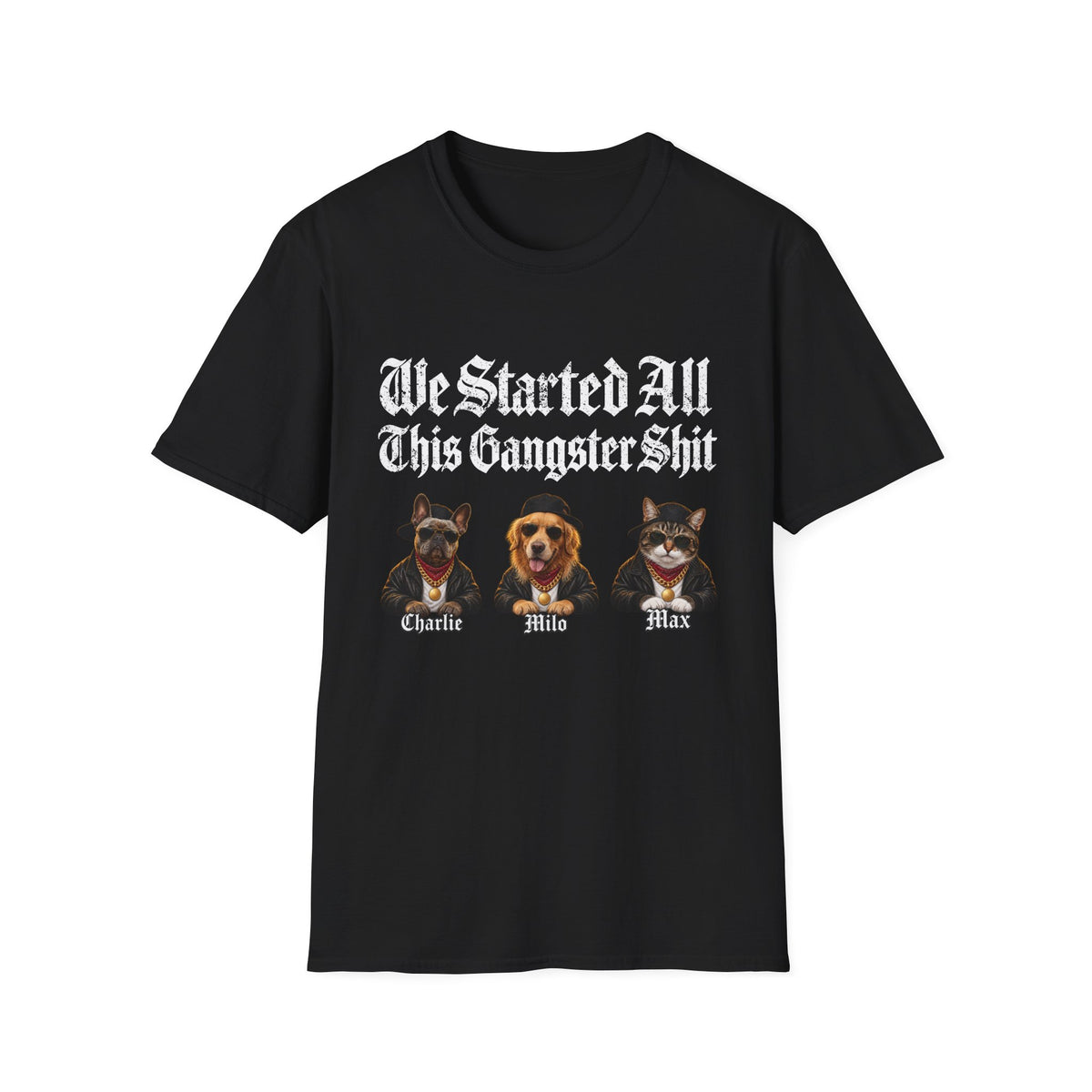 Personalized Gangster Pet Portrait Tee from Photo – Pets with Names – Foto 2