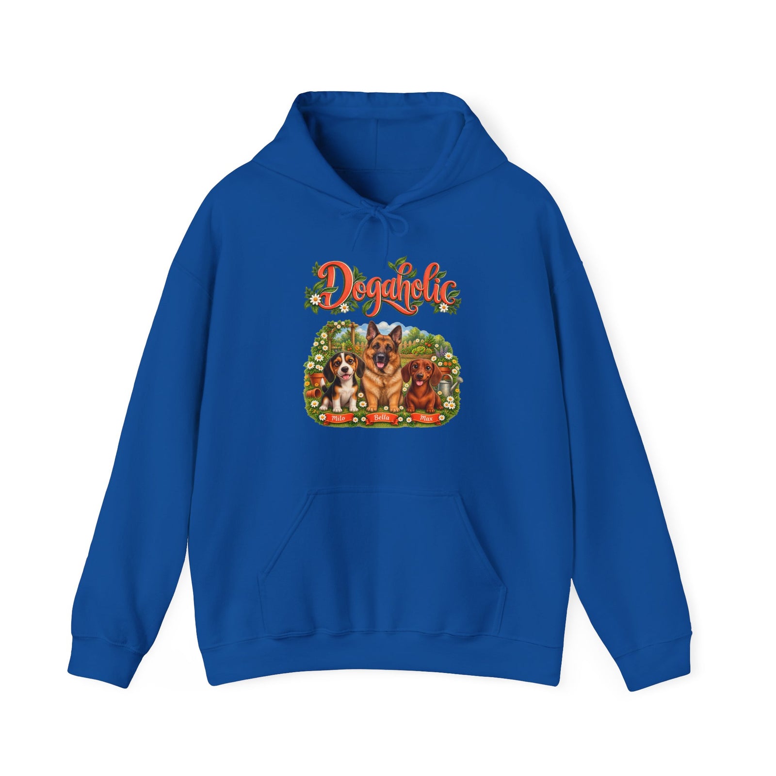 Personalized Graphic Tee – Dogaholic Garden – Hoodie Royal