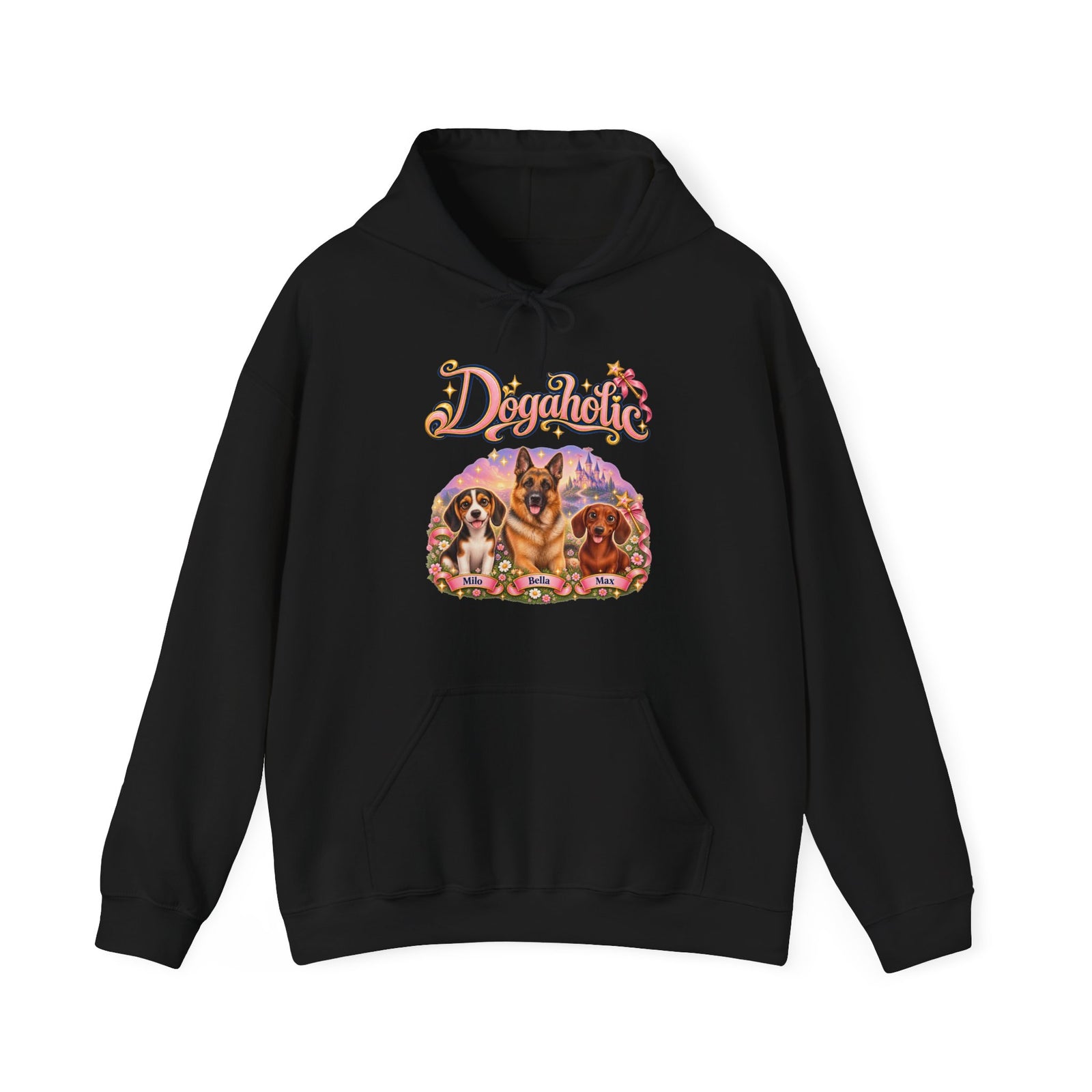Personalized Graphic Tee – Dogaholic Fairy Tale – Hoodie Black