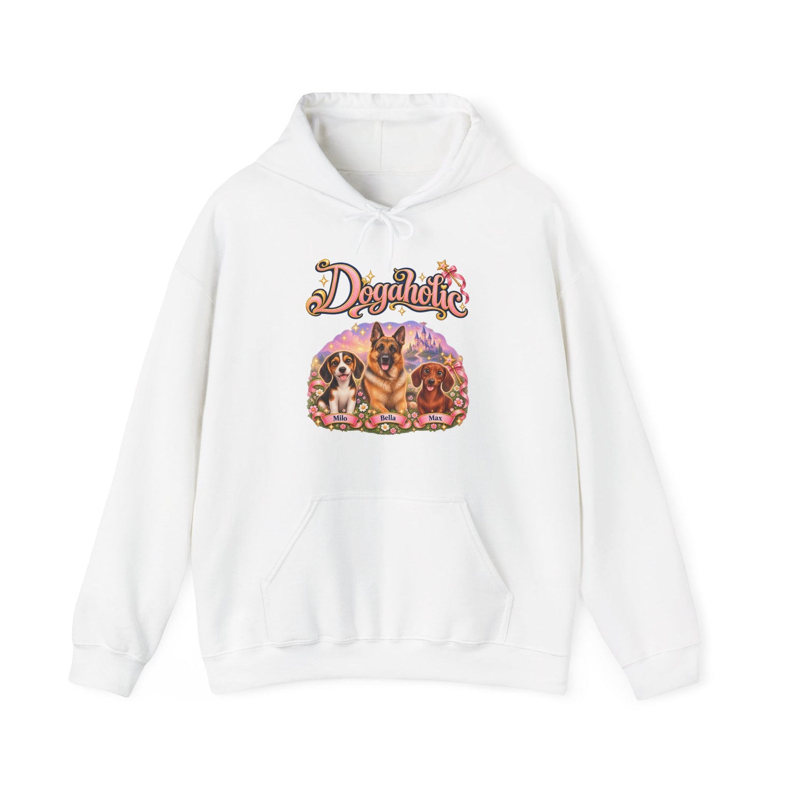 Personalized Graphic Tee – Dogaholic Fairy Tale – Hoodie White