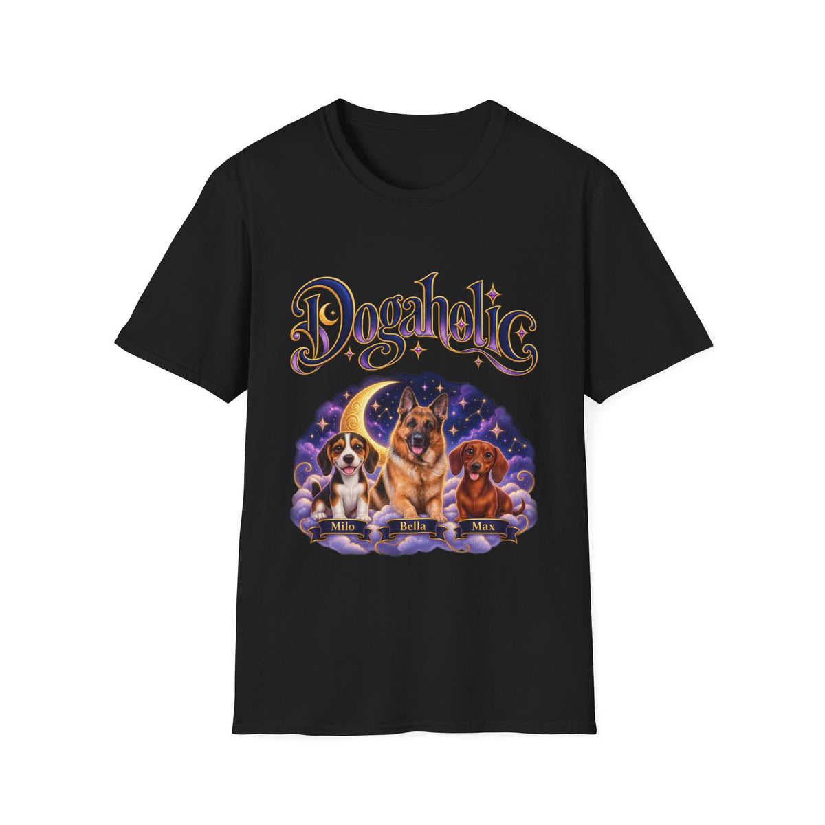 Personalized Graphic Tee – Dogaholic Celestial Dogs – Foto 16