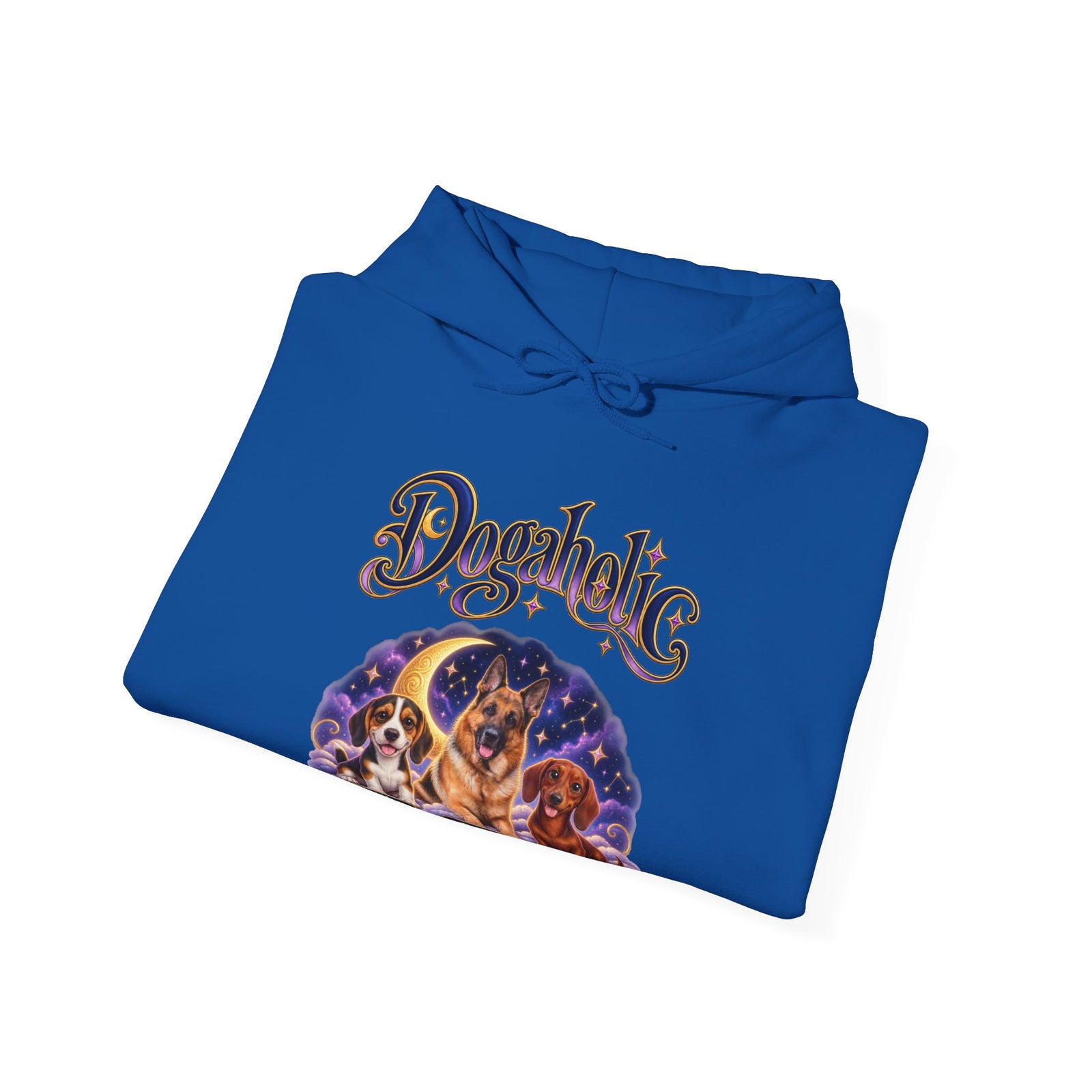 Personalized Graphic Tee – Dogaholic Celestial Dogs – Hoodie Royal