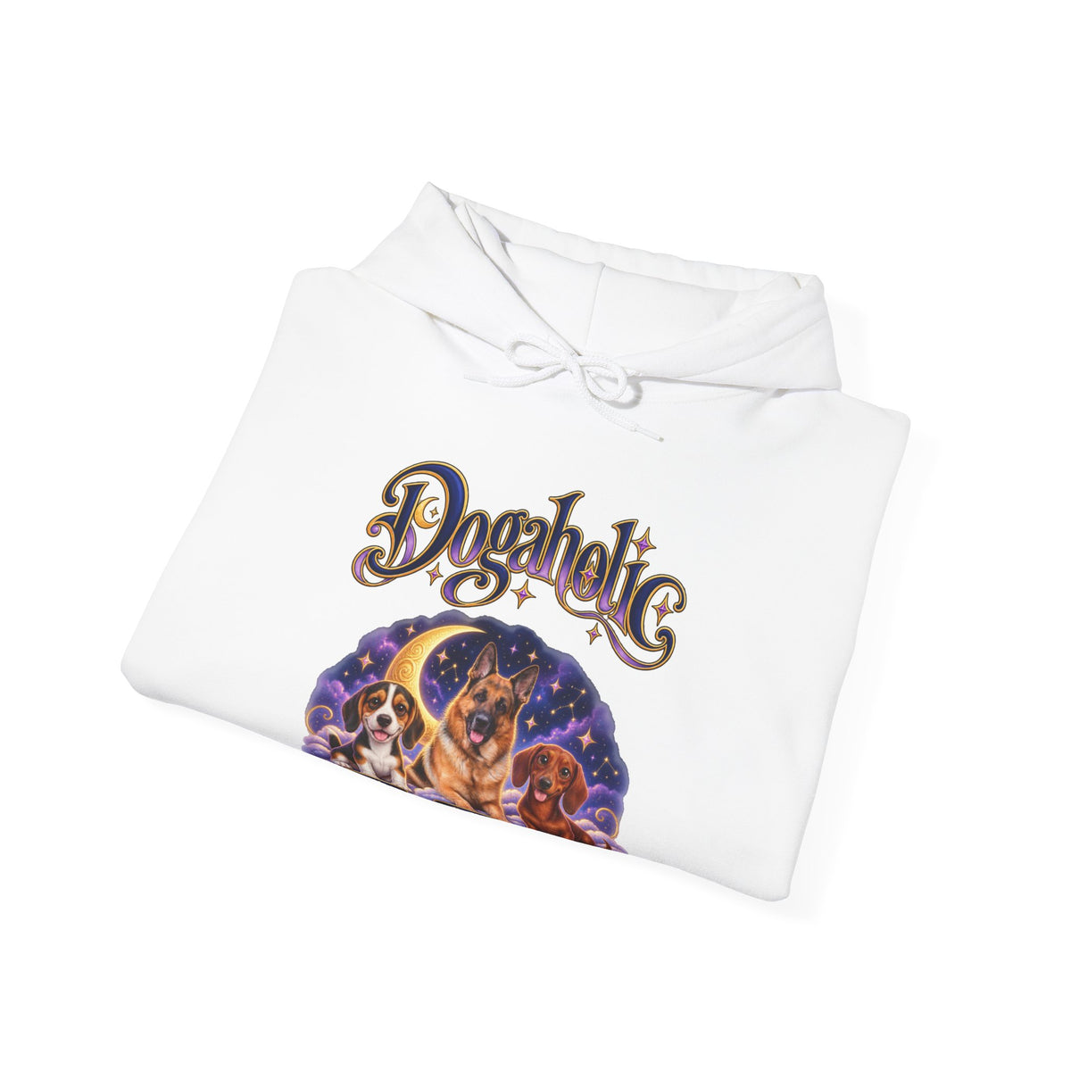 Personalized Graphic Tee – Dogaholic Celestial Dogs – Hoodie White