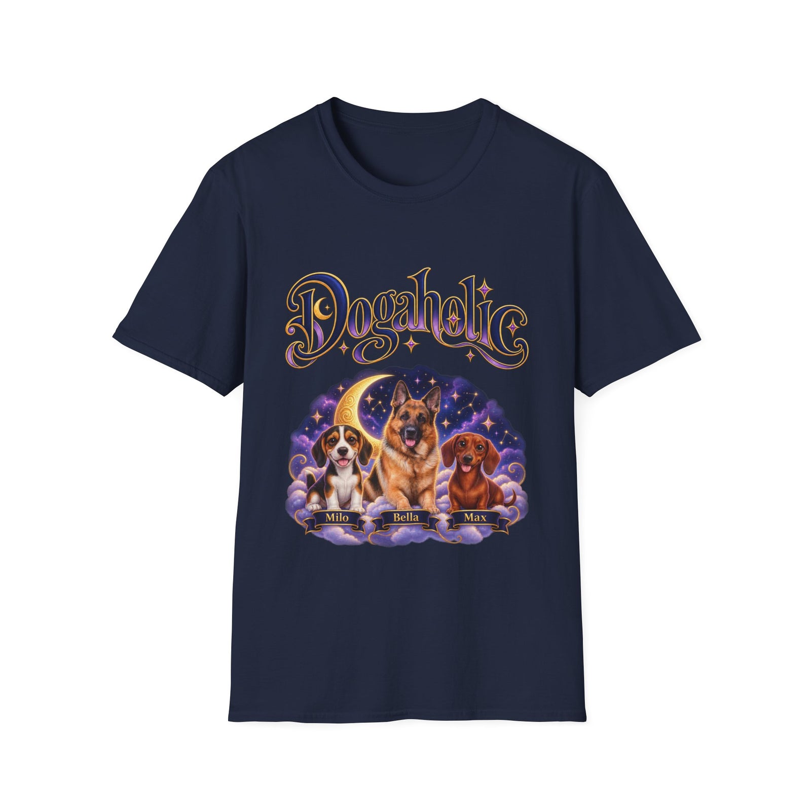 Personalized Graphic Tee – Dogaholic Celestial Dogs – Foto 4